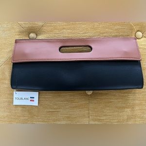Tolblanc Paris clutch handbag tan & black​